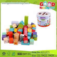 OEM colorful Building Blocks Wooden Block Game Printing Building Blocks